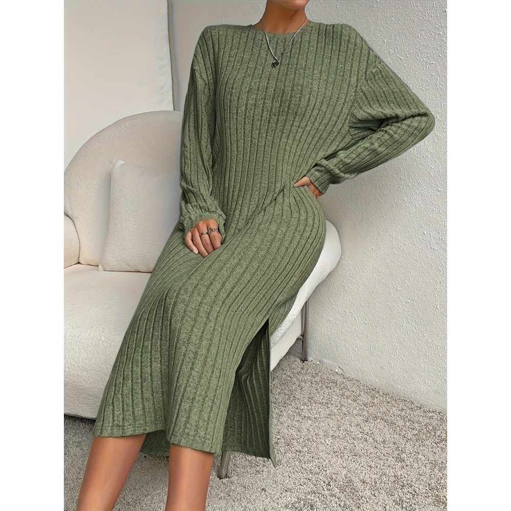 エレガントなソリッドカラードレス レディース