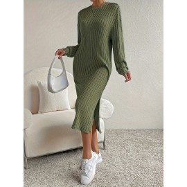 エレガントなソリッドカラードレス レディース