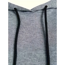 【日常のエレガンス】女性用カジュアルグレーのフード付きスウェットドレス、ドローストリングとサイドタイ付き - 長袖、無地、ポリエステル混紡、洗濯機可、カジュアルな服装|カジュアルエレガンス|長袖ドレス