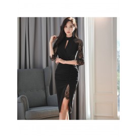 春秋日本新女性エレガントな個性社会人個性スリムフィットスプリットバッグお尻ドレス女性、日常通勤、デートサンライズドアコラボレーション