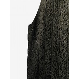 バックスリット付きの多用途ノースリーブニットドレス - カジュアルなラウンドネック、長袖、ルーズフィットの女性用、春/夏に最適