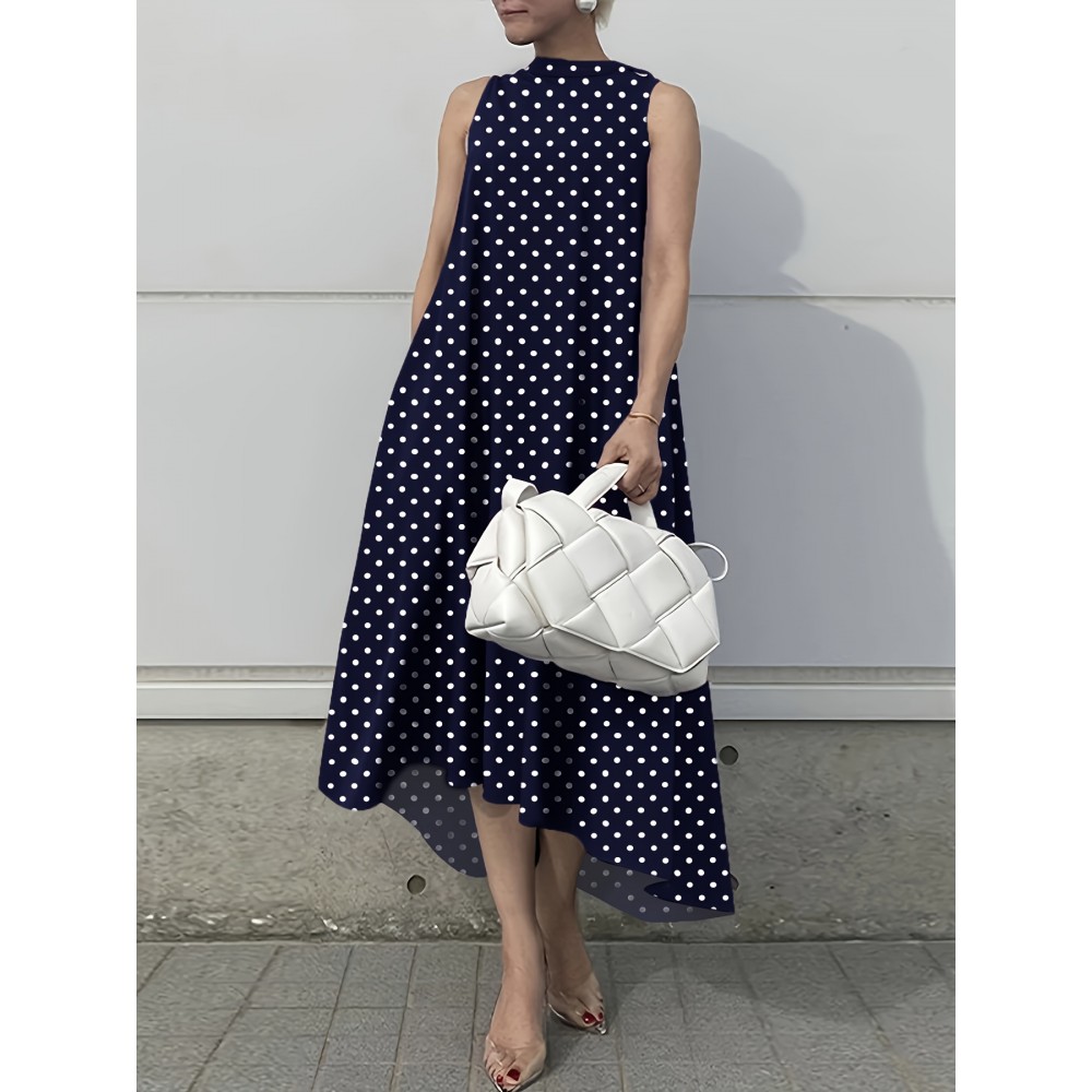 ミディアム＆ロングウェーブ ドット ラウンドネック 不規則テントスカート