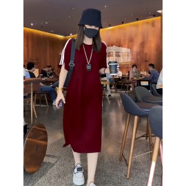 ウェスタン風ドレス 爆発的なブラック ピュアフラッグストライプ エレガントなリビングロード ルーズテイメント 夏用Tシャツスカート 新作WX5021