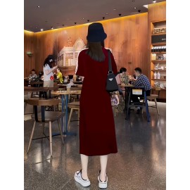 ウェスタン風ドレス 爆発的なブラック ピュアフラッグストライプ エレガントなリビングロード ルーズテイメント 夏用Tシャツスカート 新作WX5021