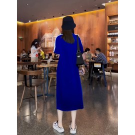 ウェスタン風ドレス 爆発的なブラック ピュアフラッグストライプ エレガントなリビングロード ルーズテイメント 夏用Tシャツスカート 新作WX5021