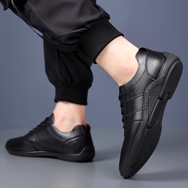 メンズ ホワイト フォーカス カジュアル スニーカー - 快適なショック吸収レースアップシューズ、ゴムソール、通気性のあるデザイン、日常着用、オールシーズンシューズ | ロートップファッション | ゴムソールスニーカー