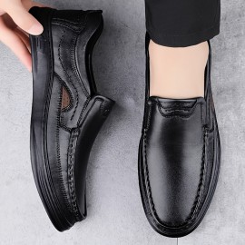 メンズ快適スリッポンローファー - 本物、ブラウンにブラックステッチ、春と秋のカジュアルダッドシューズ、カジュアルフットウェア | スタイリッシュなダッドシューズ | 耐久性のあるソル