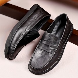 メンズ クラシック スリッポン ローファー - ブラック フェイク カバー、ホワイト ソール、ゴムアウトソール、快適でスタイリッシュなカジュアルウェア、毎日の履物 | クラシック ローファー デザイン | ゴムソール ローファー