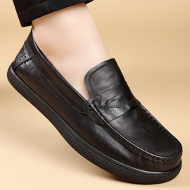 メンズ クラシック スリッポン ローファー - ブラック フェイク カバー、ホワイト ソール、ゴムアウトソール、快適でスタイリッシュなカジュアルウェア、毎日の履物 | クラシック ローファー デザイン | ゴムソール ローファー