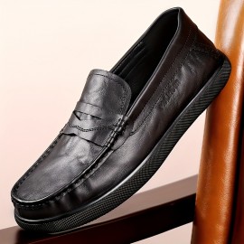 メンズ クラシック スリッポン ローファー - ブラック フェイク カバー、ホワイト ソール、ゴムアウトソール、快適でスタイリッシュなカジュアルウェア、毎日の履物 | クラシック ローファー デザイン | ゴムソール ローファー