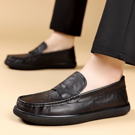 メンズ クラシック スリッポン ローファー - ブラック フェイク カバー、ホワイト ソール、ゴムアウトソール、快適でスタイリッシュなカジュアルウェア、毎日の履物 | クラシック ローファー デザイン | ゴムソール ローファー