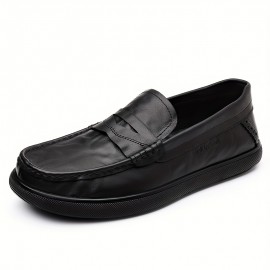 メンズ クラシック スリッポン ローファー - ブラック フェイク カバー、ホワイト ソール、ゴムアウトソール、快適でスタイリッシュなカジュアルウェア、毎日の履物 | クラシック ローファー デザイン | ゴムソール ローファー