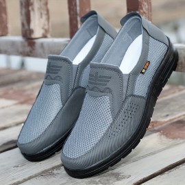 メンズ 軽量スリッポンカジュアルシューズ - 通気性メッシュロートップ、クッション付き快適、アウトドアフィッシング・公園散歩＆夏の日常着用に耐久性PUソール - ブラック
