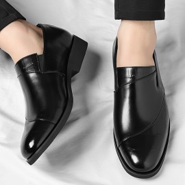 メンズ ハイクオリティの本物スリッポンローファー - ブラック 英国スタイル ポイントドゥ ビジネスカジュアルシューズ、ゴムソール、全年間対応、カジュアルシューズ | ポイントドゥシューズ | 耐久性のある構造