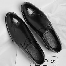 メンズ ハイクオリティの本物スリッポンローファー - ブラック 英国スタイル ポイントドゥ ビジネスカジュアルシューズ、ゴムソール、全年間対応、カジュアルシューズ | ポイントドゥシューズ | 耐久性のある構造