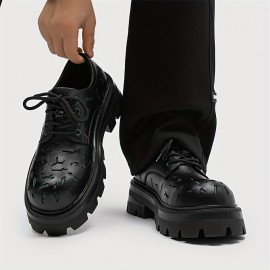 メンズファッション ブラック レースアップブーツ 青アクセント - スタイリッシュなロートップ、ゴムソール、カジュアルスタイルにぴったり