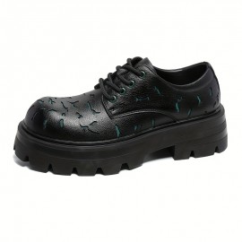 メンズファッション ブラック レースアップブーツ 青アクセント - スタイリッシュなロートップ、ゴムソール、カジュアルスタイルにぴったり