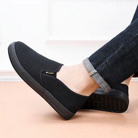 メンズカジュアルスリッポンスニーカー - ネイビーブルーロートップ快適PVCアッパー＆ラバーソール、通気性ファブリックライニング、オールシーズン着用のための尖ったつま先デザイン - オフィス、カジュアルな外出＆日常スタイルに最適