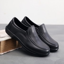 メンズオールシーズンスリッポンシューズ - ラウンドトゥのカジュアルブラックEVAスニーカー、キッチン、ホテル、オフィスでの使用に適した滑り止めソール、オフィス用靴 | カジュアルスリッポンシューズ | EVA製上部材