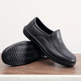 メンズオールシーズンスリッポンシューズ - ラウンドトゥのカジュアルブラックEVAスニーカー、キッチン、ホテル、オフィスでの使用に適した滑り止めソール、オフィス用靴 | カジュアルスリッポンシューズ | EVA製上部材