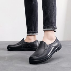 メンズオールシーズンスリッポンシューズ - ラウンドトゥのカジュアルブラックEVAスニーカー、キッチン、ホテル、オフィスでの使用に適した滑り止めソール、オフィス用靴 | カジュアルスリッポンシューズ | EVA製上部材