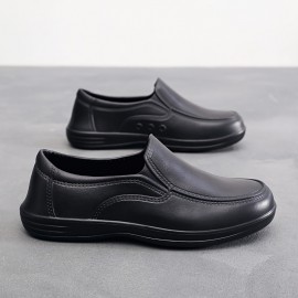 メンズオールシーズンスリッポンシューズ - ラウンドトゥのカジュアルブラックEVAスニーカー、キッチン、ホテル、オフィスでの使用に適した滑り止めソール、オフィス用靴 | カジュアルスリッポンシューズ | EVA製上部材