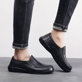 メンズオールシーズンスリッポンシューズ - ラウンドトゥのカジュアルブラックEVAスニーカー、キッチン、ホテル、オフィスでの使用に適した滑り止めソール、オフィス用靴 | カジュアルスリッポンシューズ | EVA製上部材