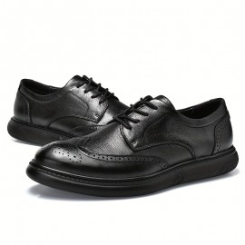 メンズ ブラック カジュアル レースアップ スニーカー - アッパー＆ラバーソール、ロートップ 快適ウォーキングシューズ、カジュアルウェア用靴 | ポリッシュ仕上げ | 合成皮革