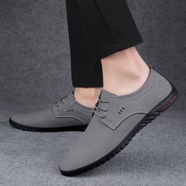 メンズ・ブリティッシュスタイル レースアップローファー - ポインテッドトゥ 通気性EVAインソール＆滑り止めラバーソール、オフィス・ドライビング・日常着用に適したロートップフォーマル＆カジュアルシューズ（ブラック/ブラウン/グレー）、多機能メンズローファー｜通気性デザイン