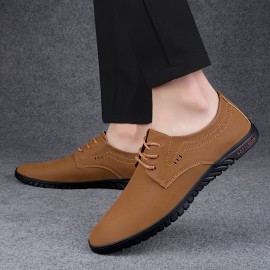 メンズ・ブリティッシュスタイル レースアップローファー - ポインテッドトゥ 通気性EVAインソール＆滑り止めラバーソール、オフィス・ドライビング・日常着用に適したロートップフォーマル＆カジュアルシューズ（ブラック/ブラウン/グレー）、多機能メンズローファー｜通気性デザイン