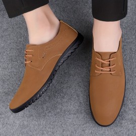 メンズ・ブリティッシュスタイル レースアップローファー - ポインテッドトゥ 通気性EVAインソール＆滑り止めラバーソール、オフィス・ドライビング・日常着用に適したロートップフォーマル＆カジュアルシューズ（ブラック/ブラウン/グレー）、多機能メンズローファー｜通気性デザイン