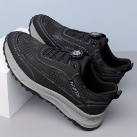 高品質のメンズアスレチックカジュアルシューズ - 通気性のあるメッシュ＆マイクロファイバー合成、バックルクロージャー付きのロートップデザイン、ゴムソール、快適なウォーキングシューズ|スリーキーデザイン|耐久性のあるゴムソール