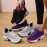 女性用通気性カジュアルスニーカー エアクッションインソール付き - 厚手のプラットフォーム ロートップ レースアップシューズ、ウォーキング・ランニング＆カジュアルウェアにオールシーズン快適（ブラック/ピンク/ホワイト/パープル）、多目的スニーカー |レースアップフットウェア|サポートスニーカー