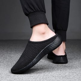 女性用通気性スリッポンカジュアルシューズ | オールシーズンの快適さ | 軽量ファブリックアッパー＆MDソール | 滑りにくい、耐久性のあるアウトドアフットウェア | カジュアルな服装にスタイリッシュなブラックミュール、日常履き | スリッポンミュール | 耐久性のある構造