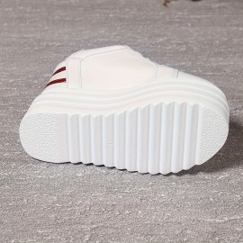 女性用白スニーカー、厚底、快適、通気性抜群、オールシーズン