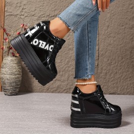 女性用白スニーカー、厚底、快適、通気性抜群、オールシーズン