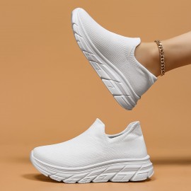 レディース通気性ニットプラットフォームスニーカー、カジュアル、快適