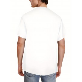 メンズカジュアル半袖Tシャツ、DRベアグラフィックプリント付き - ネイビーブルーラウンドネックティー、洗濯機可レギュラーフィットノベルティトップ、カジュアルアタイト用の手軽なおしゃれな服装 | コントラストデザインシャツ