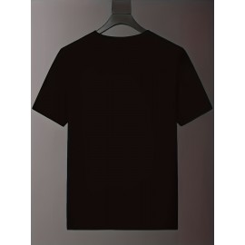 メンズカジュアルサマータイムス - ホワイト、ラウンドネック、幾何学パターン、ショートスリーブ、ポリエステル生地、140gm²、アウトドアウェア、アウトドア服 | カジュアルスタイル | 軽量Tシャツ