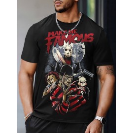 「Make Me Famous」3Dスケルトンプリント メンズTシャツ - カジュアル半袖、通気性ポリエステル、夏とハロウィンに最適
