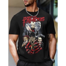「Make Me Famous」3Dスケルトンプリント メンズTシャツ - カジュアル半袖、通気性ポリエステル、夏とハロウィンに最適