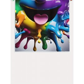 メンズビブラントインクスプラッシュハッピーフェイスグラフィックTシャツ - カジュアルクルーネック、ショートスリーブ、ポリエステルニット、レギュラーフィット、軽いストレッチ、日常と週末の着用に最適