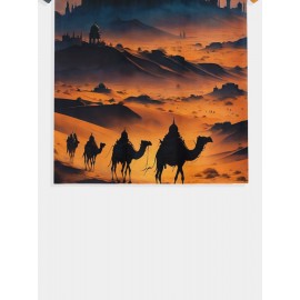 メンズサマーデザートキャッスルキャメルプリントTシャツ - カジュアルな半袖クルーネック、快適なストレッチファブリック、週末や日常着に最適、毎日のTシャツ | デザートテーマ | 快適なフィット、デザート服