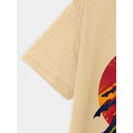 メンズ レゲエ風 グラフィックTシャツ - ビビッドなドレッドロックキャラクタープリント、通気性ポリエステルニット、レギュラーフィット半袖ティー 夏のカジュアルウェア＆週末のお出かけ用、カジュアルスタイルTシャツ｜洗濯機対応トップ