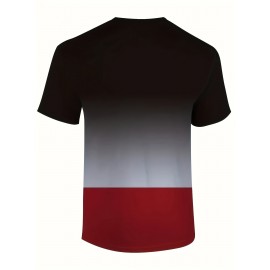 グラデーション パリのプリント メンズ 半袖 丸首 Tシャツ、快適で通気性のあるカジュアルウェア、男性用、わずかに伸縮性があります。