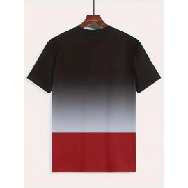 グラデーション パリのプリント メンズ 半袖 丸首 Tシャツ、快適で通気性のあるカジュアルウェア、男性用、わずかに伸縮性があります。