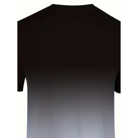 グラデーション パリのプリント メンズ 半袖 丸首 Tシャツ、快適で通気性のあるカジュアルウェア、男性用、わずかに伸縮性があります。