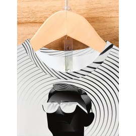 【耐久性のある構造】メンズ3Dクール・フォーマン・イン・ブラックプリントカジュアルTシャツ - ソフトポリエステル、洗濯機可、ラウンドネック、不透明 - 春/秋に最適、スタイリッシュなTシャツ